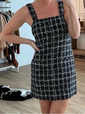 Abercrombie & Fitch Black and White Tweed Mini Dress